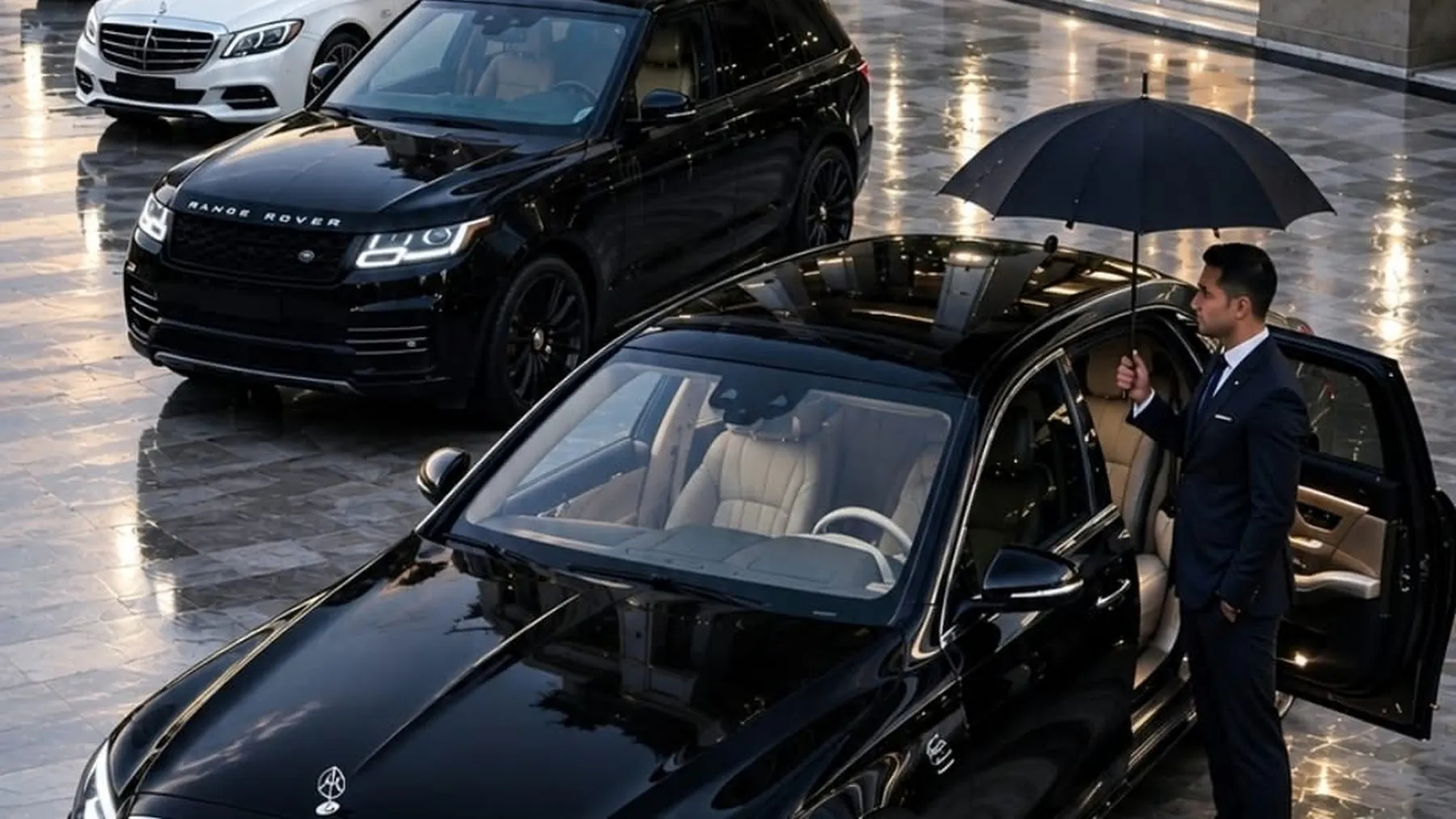 Chauffeur opening the door of a Mercedes-Maybach